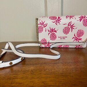 Kate Spade Morgan Pineapple Embossed Flap Chain Wallet Purse